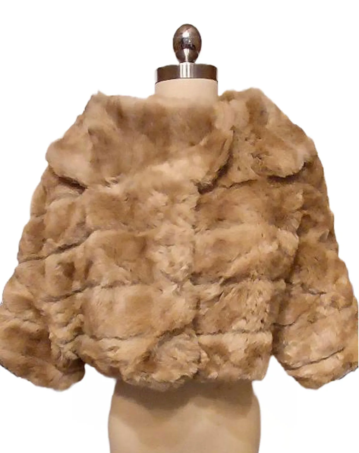 *   VINTAGE CUDDLY SHAWL / RING COLLAR FAUX FUR COCOON JACKET EVENING JACKET