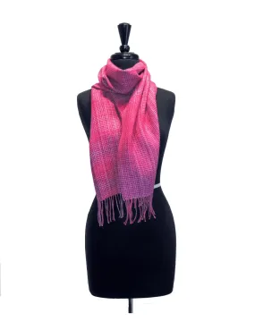 100% Baby Alpaca Woven Scarf - Hand-dyed Pink