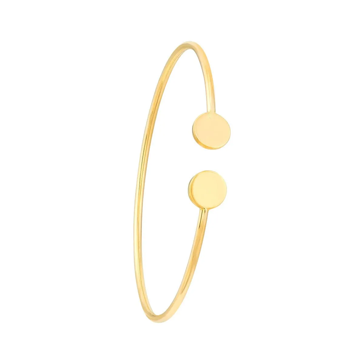 14K Gold Disc Cuff Bangle