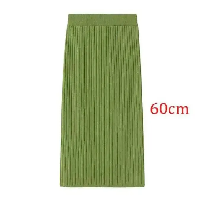 2022 Women's Spring Pencil Knitted Skirt High Waist Warm Elegant Knitting Ribbed Party Skirt Black Solid Ladies Office Skirts