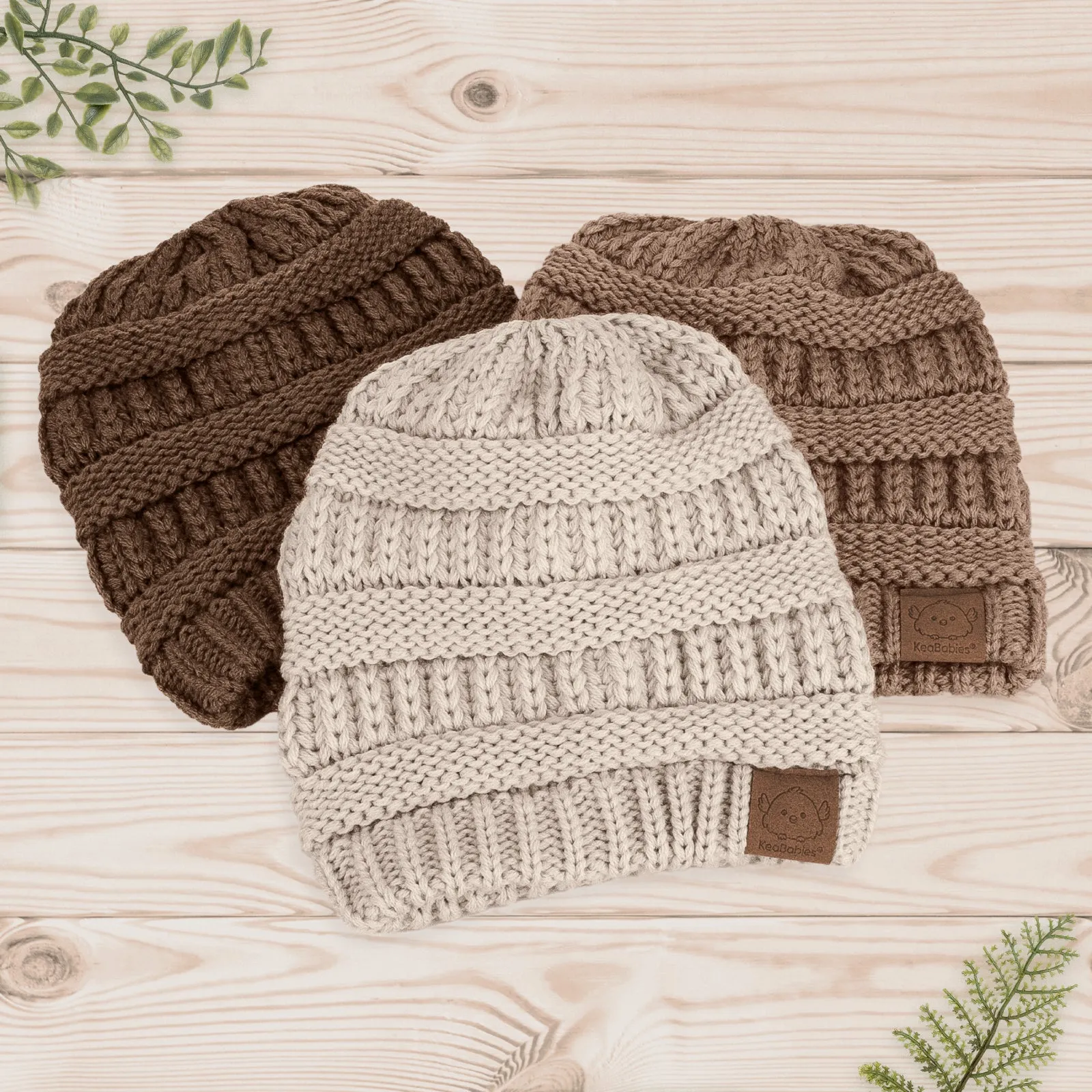 3-Pack Warmzy Baby Beanies (Pecan, M)