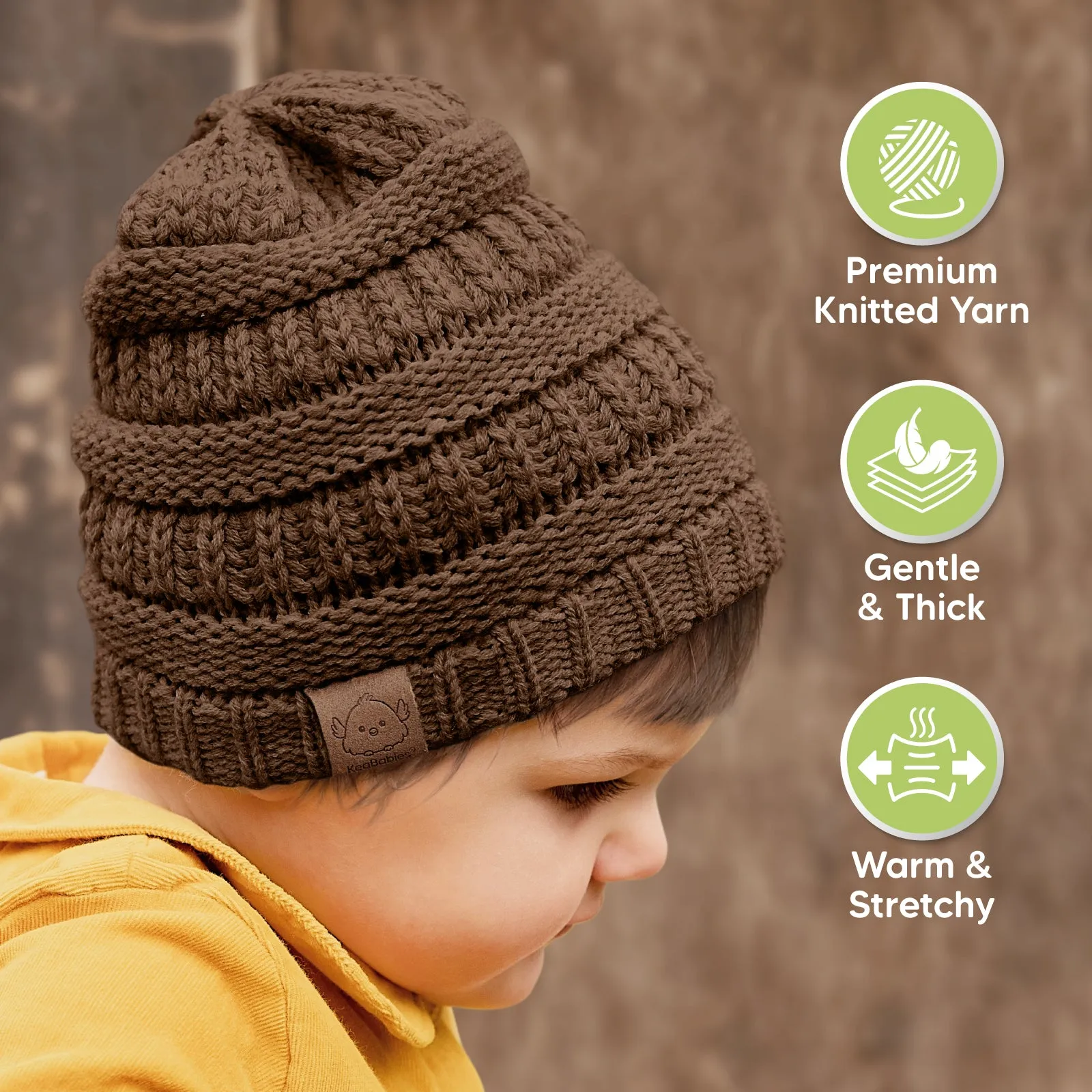 3-Pack Warmzy Baby Beanies (Pecan, M)