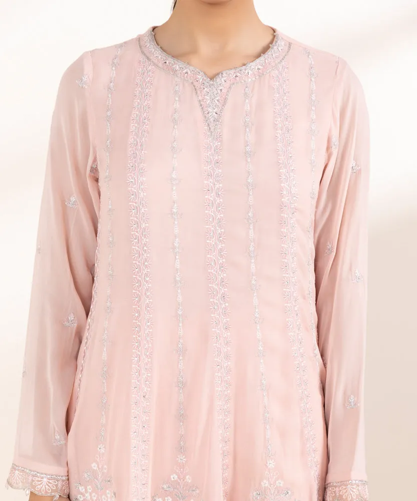 3 Piece - Embroidered Chiffon Suit