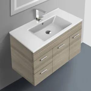 33 Inch Larch Canapa Bathroom Vanity Set, Wall Mounted