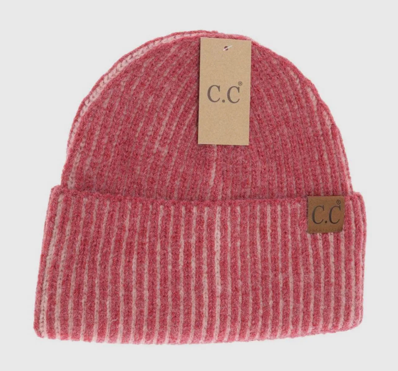 Accessories/Gifts - Contrasting Striped Cuff C.C Beanie