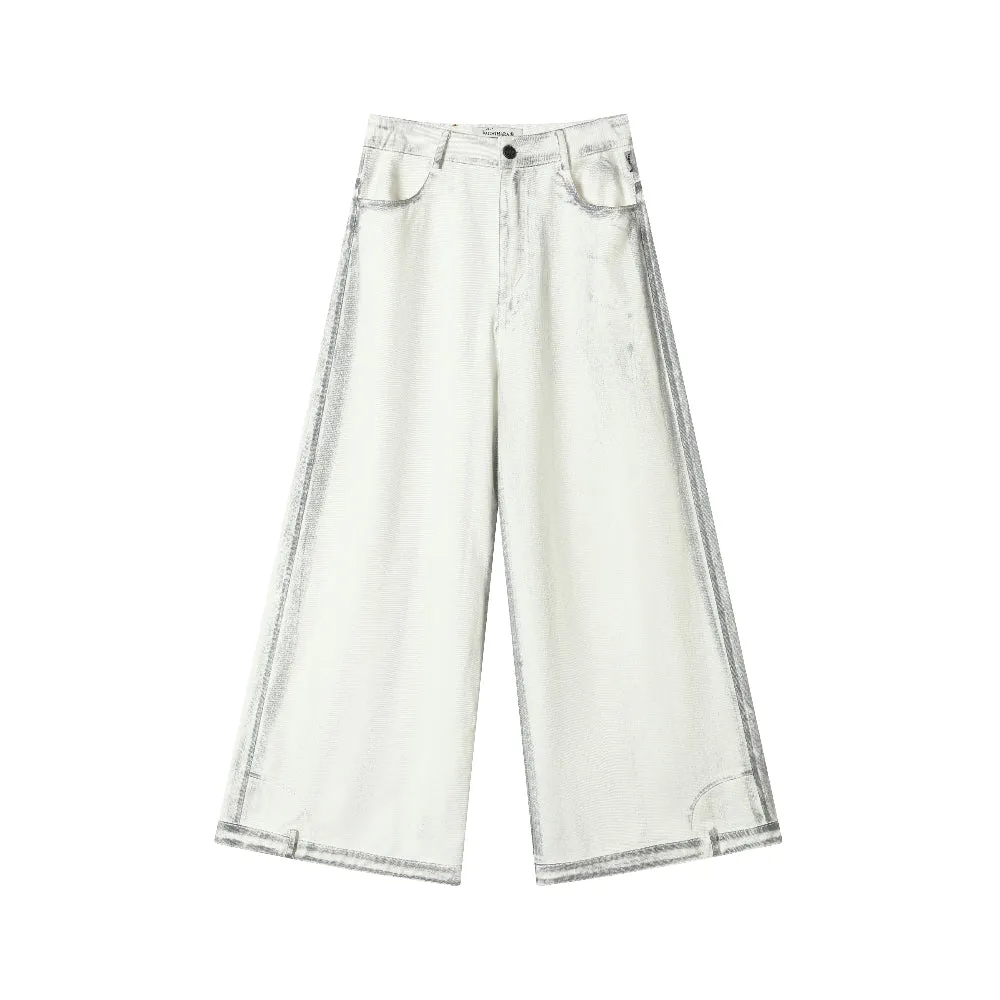 Achihara Workwear-style Wide-legged Casual Denim Pants