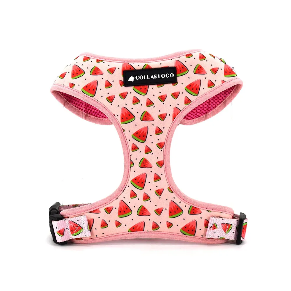 Adjustable Dog Collar Set – Durable Watermelon Design with Leash, Neoprene Harness & Poop Bag Dispenser