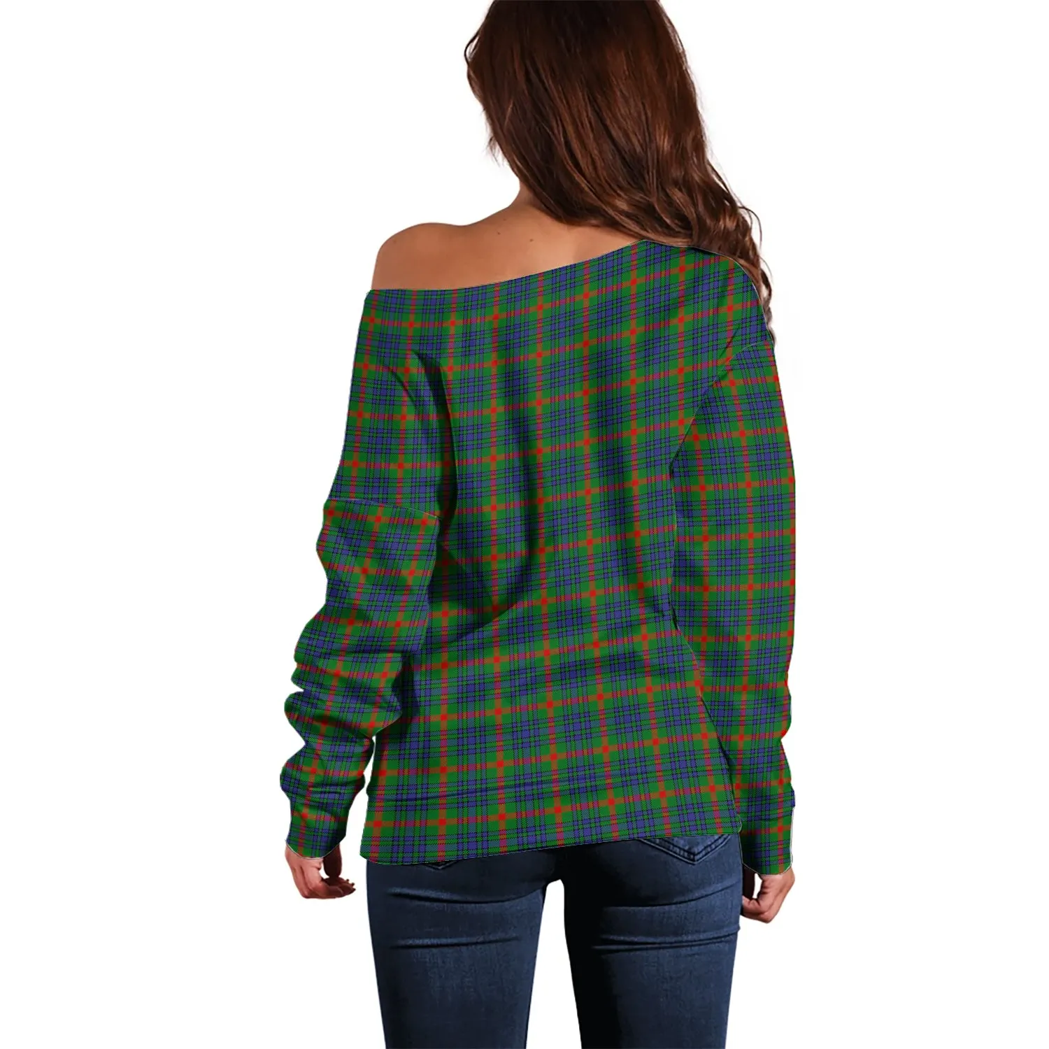 Aiton Tartan Off Shoulder Women Sweater