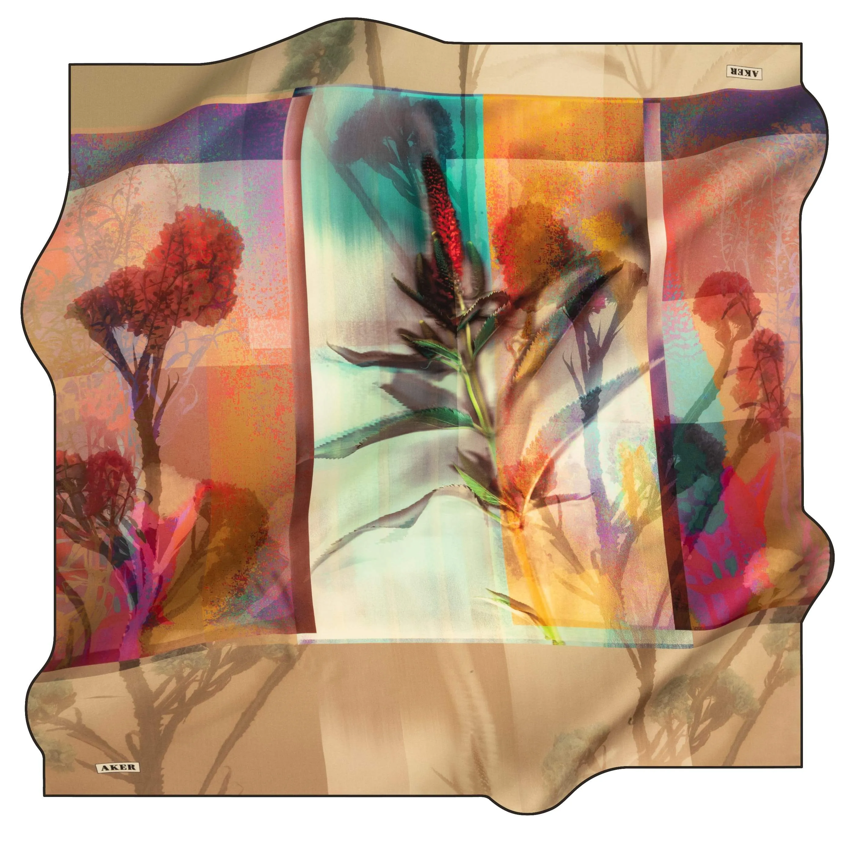 Aker Wild Flower Turkish Silk Scarf No. 15