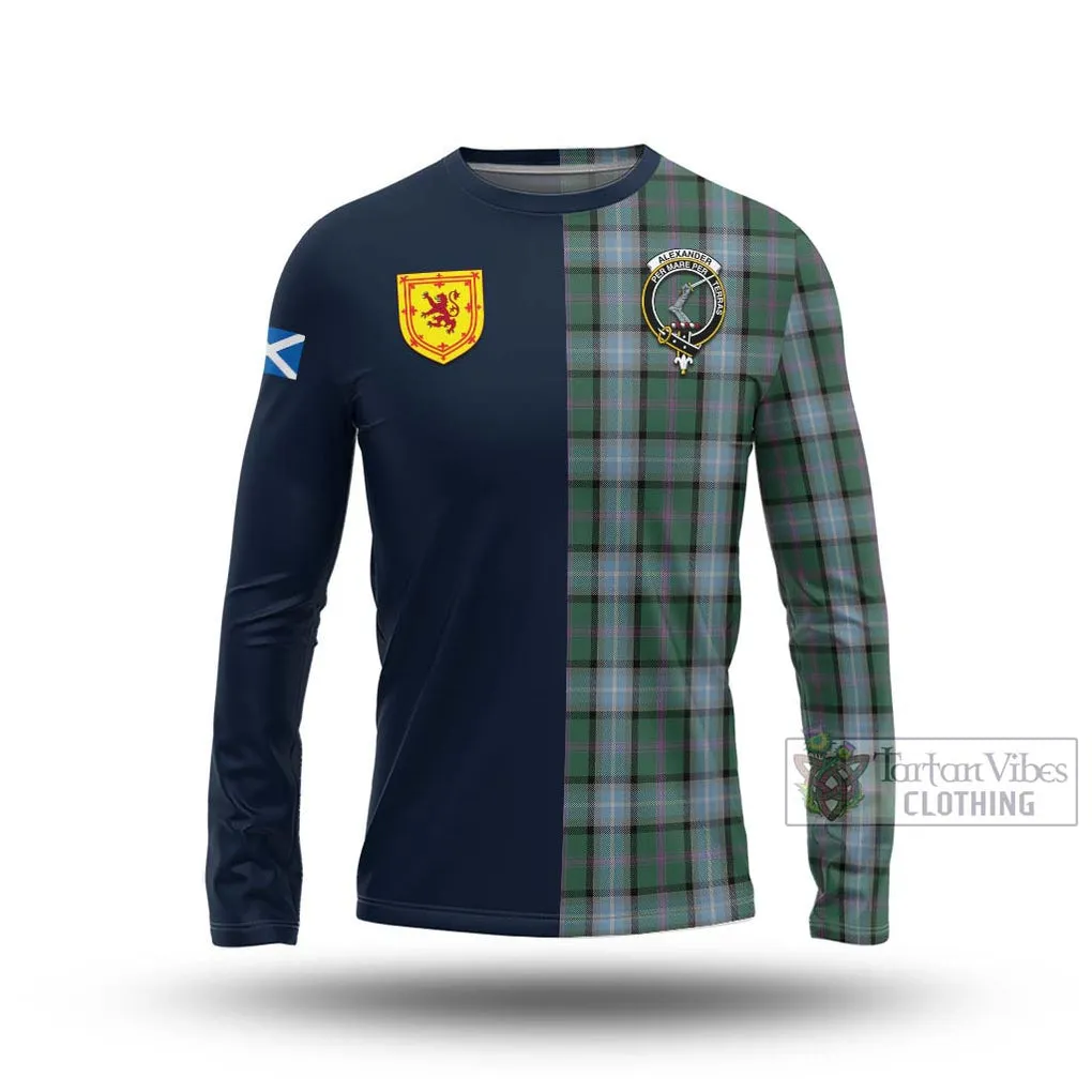 Alexander of Menstry Hunting Tartan Long Sleeve T-Shirt Alba with Scottish Lion Royal Arm Half Style