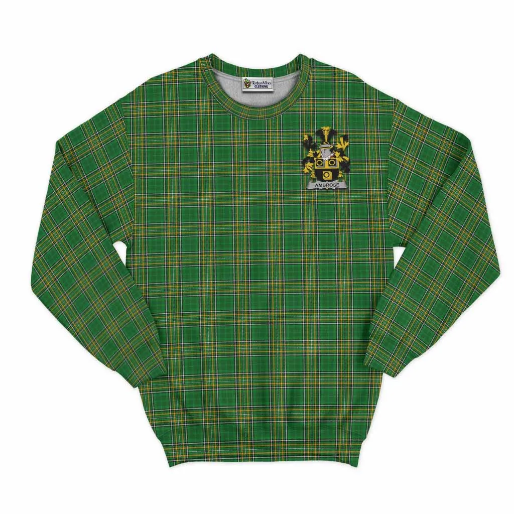 Ambrose Irish Clan Tartan Sweatshirt with Coat of Arms