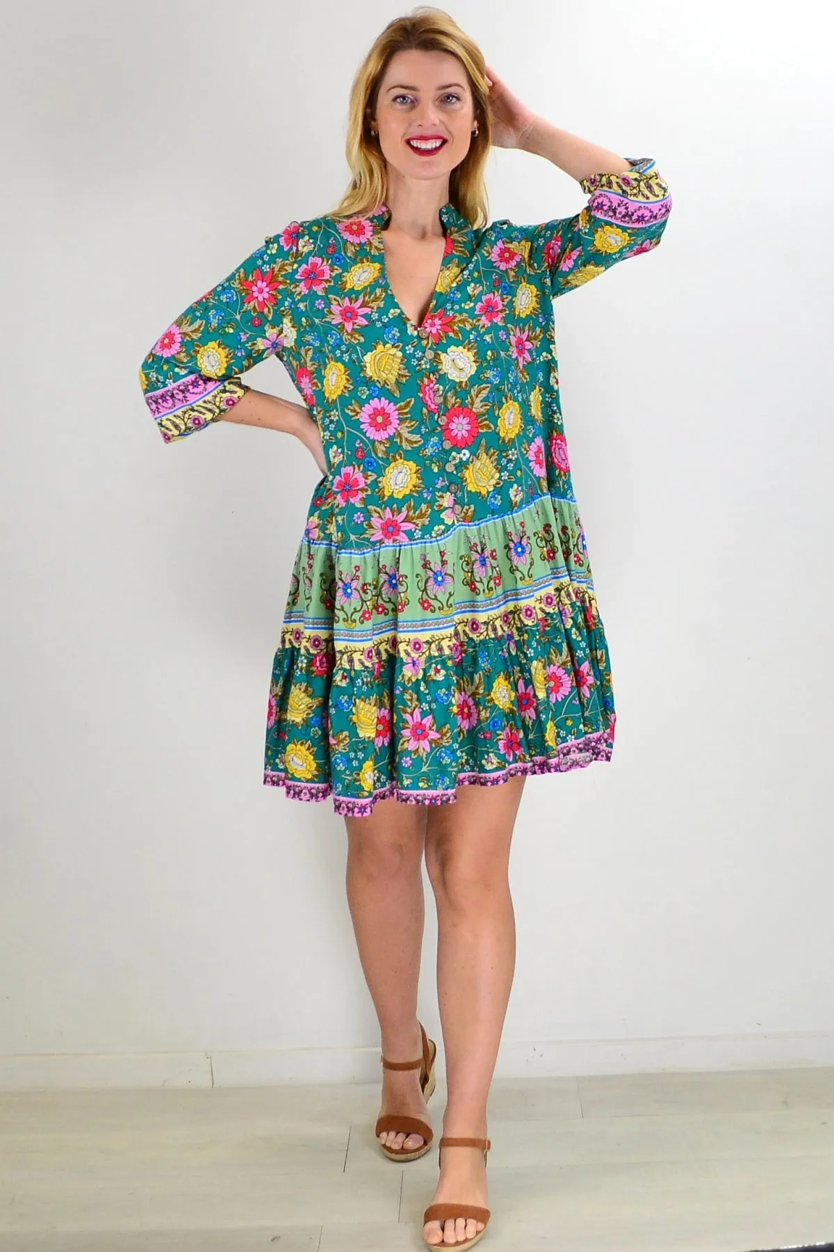 Aqua Green Eden Garden Tunic Dress