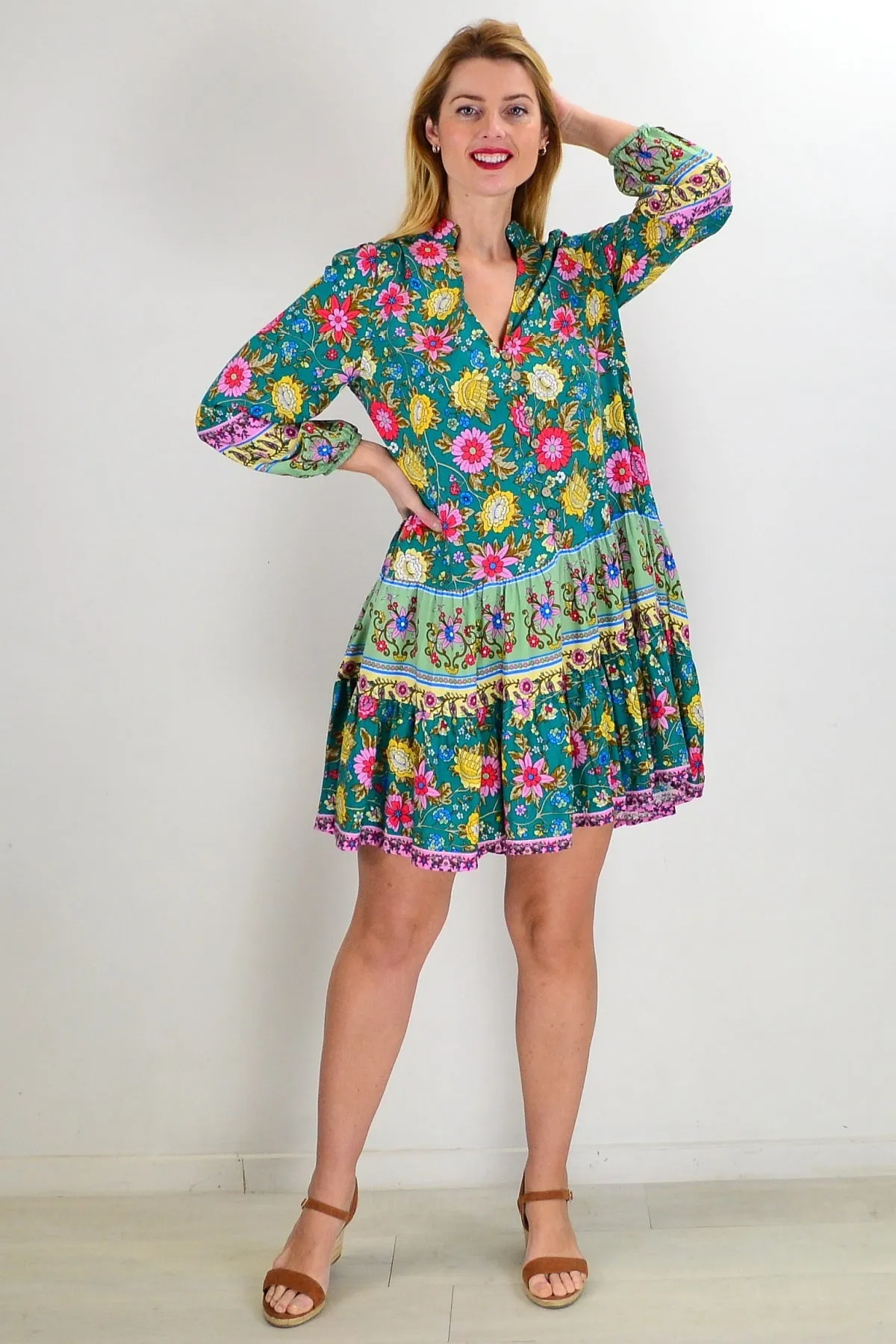 Aqua Green Eden Garden Tunic Dress