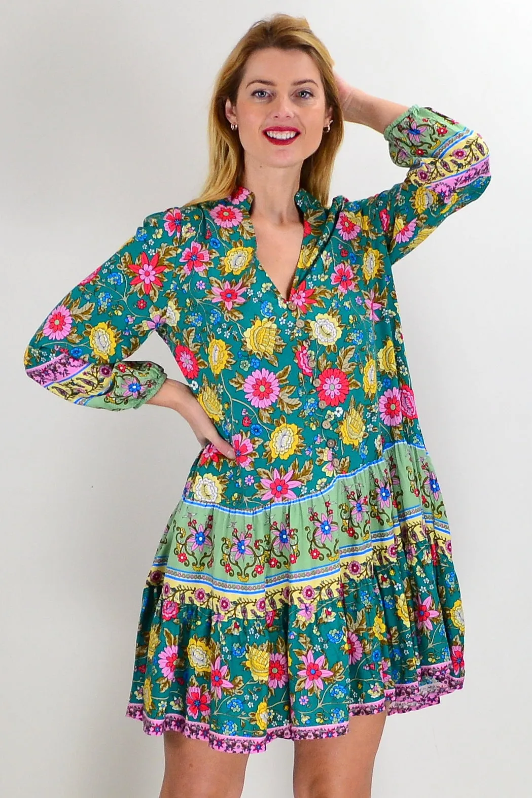 Aqua Green Eden Garden Tunic Dress