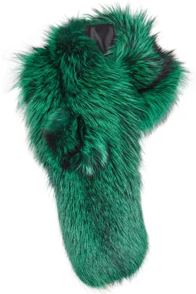 Arabella Silver Fox Fur Scarf Green