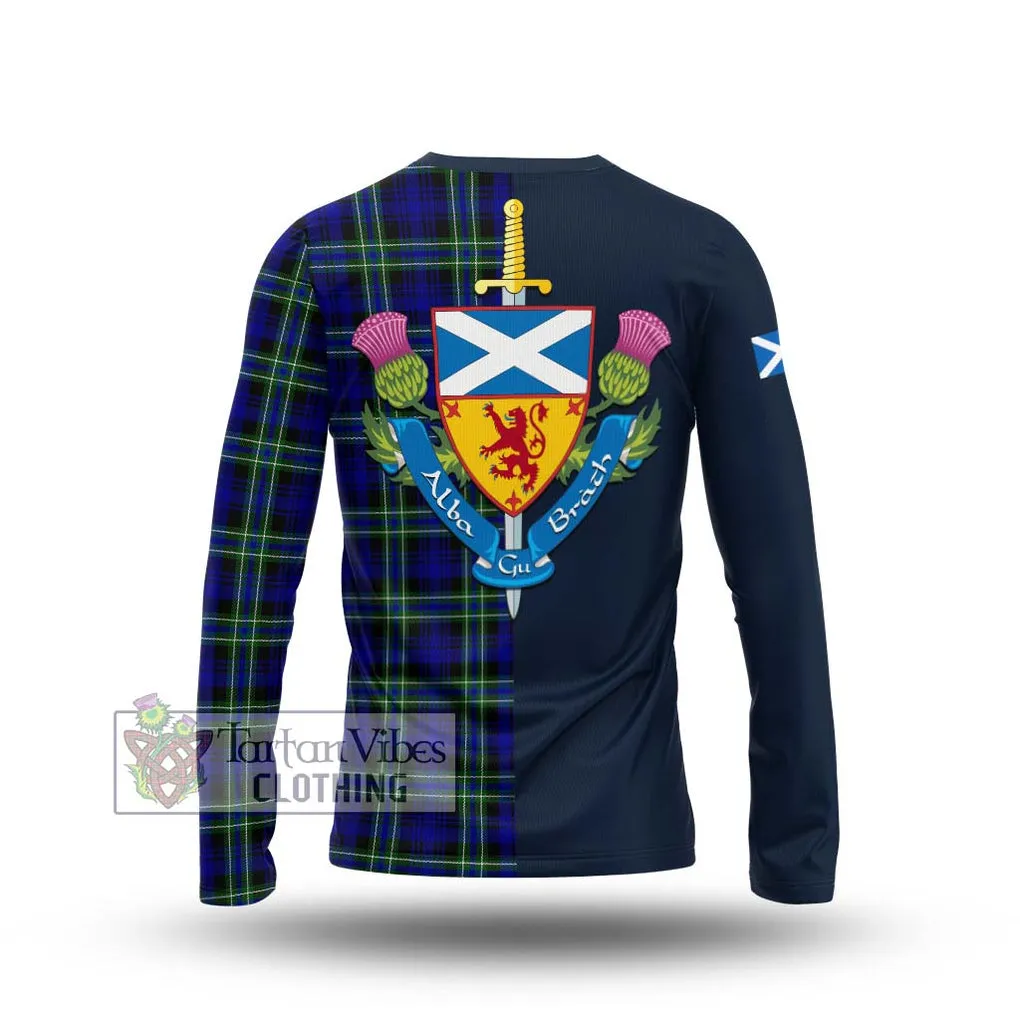 Arbuthnot Modern Tartan Long Sleeve T-Shirt Alba with Scottish Lion Royal Arm Half Style