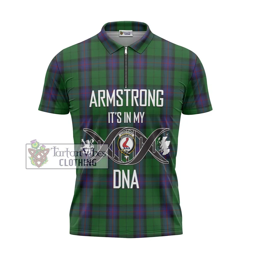 Armstrong Tartan Zipper Polo Shirt with Family Crest DNA In Me Style