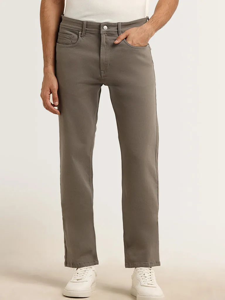 Ascot Dusty Olive Mid Rise Cotton Blend Relaxed Fit Chinos