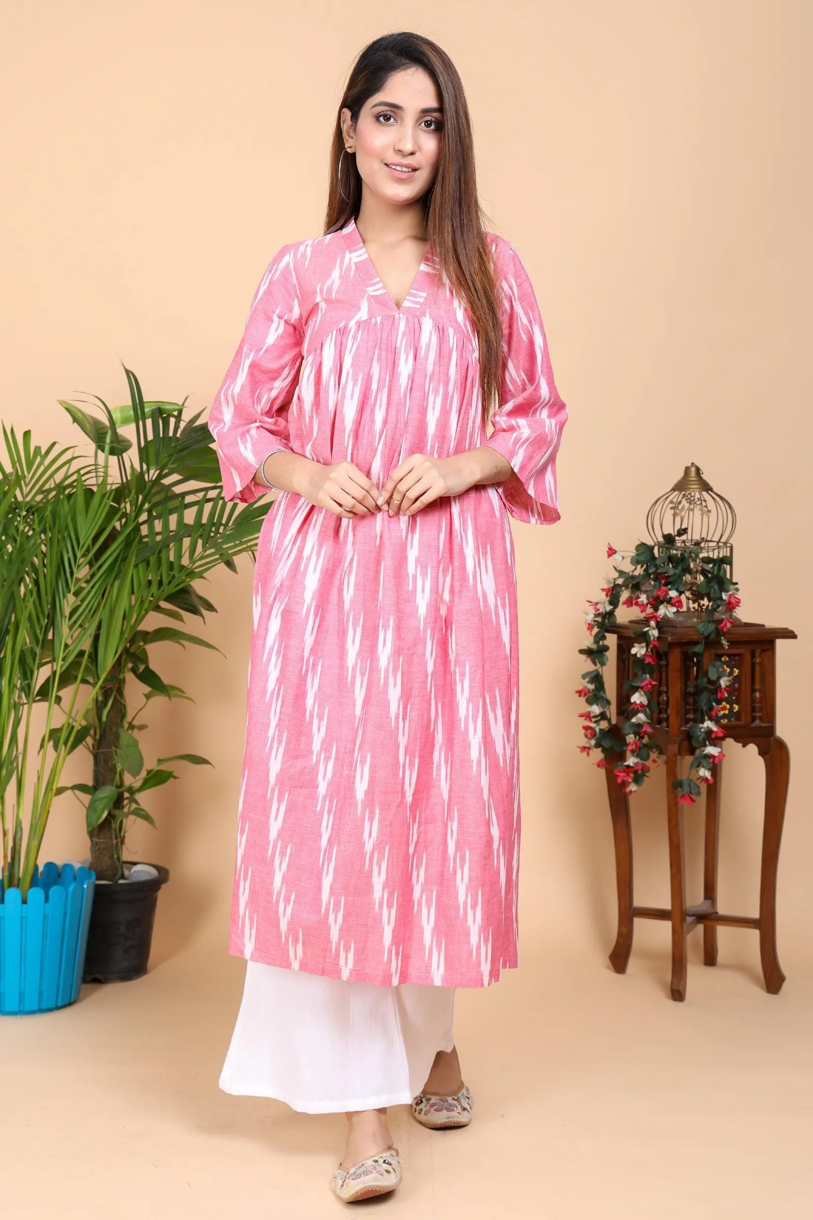 Aseel Pink Ikkat Set