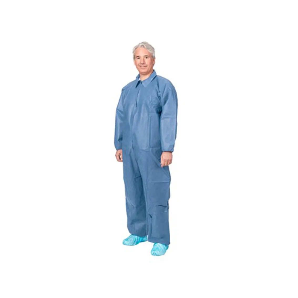 Aspen Surgical Coverall Lab Coat Sms Knt Cllr/Cuff Lgblue 30/Cs