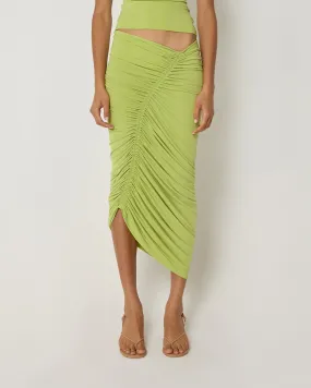 Asymmetrical Ruched Skirt | Dark Citron