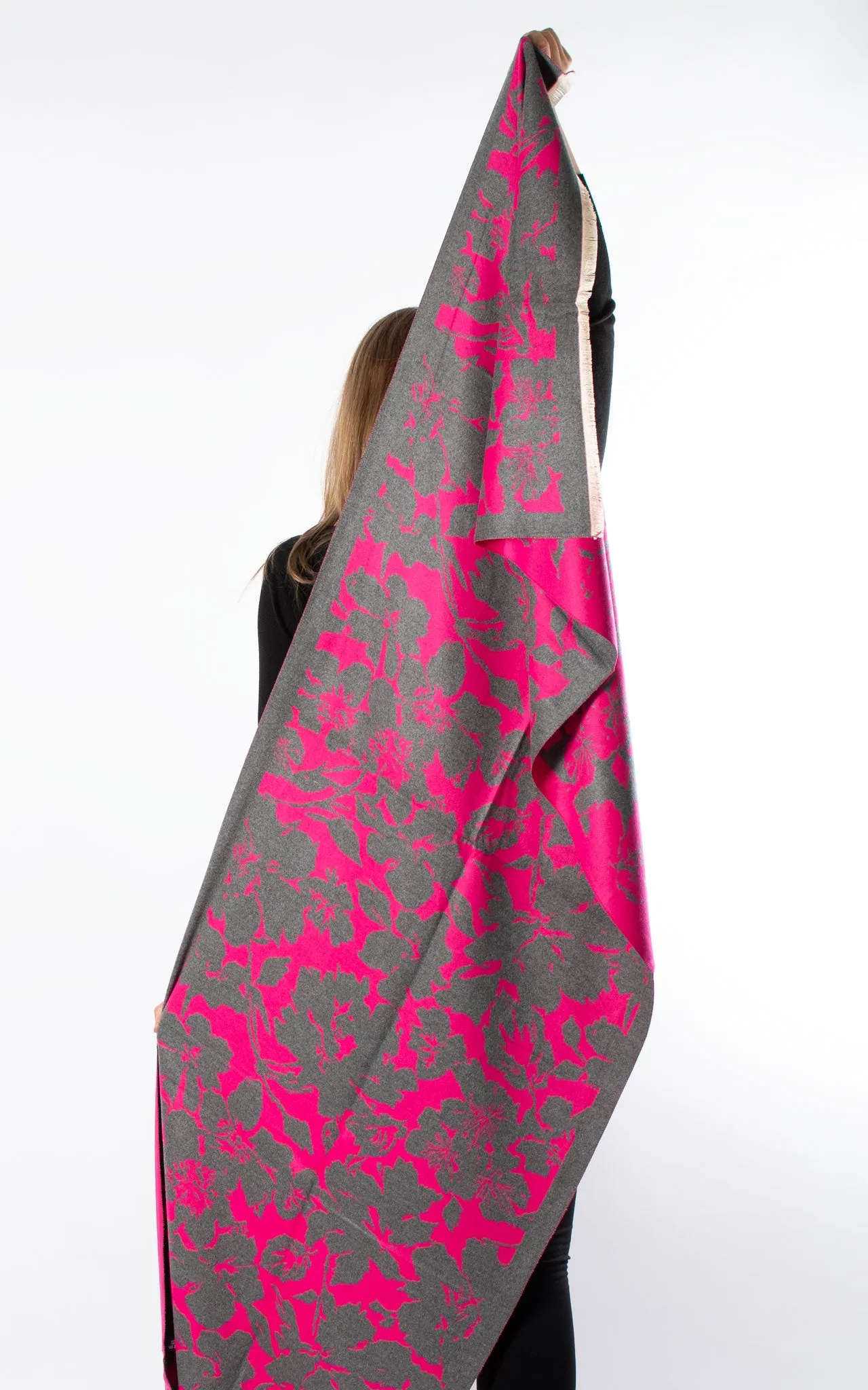 Autumn Winter Scarf | Floral | Hot Pink