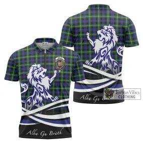 Baillie (Bailey) Tartan Zipper Polo Shirt with Alba Gu Brath Regal Lion Emblem