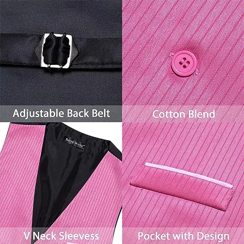 Barry.Wang Mens Dark Purple Suit Vest Formal/Leisure V-neck Slim Fit Waistcoat Graduation