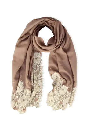 Beaded Floral Embroidered Scarf