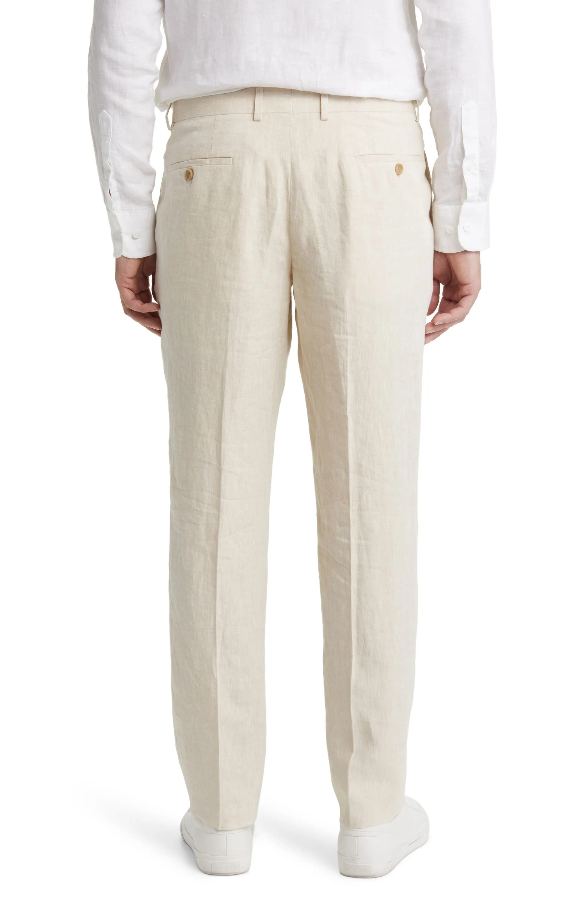 Beige Linen Business Casual Men's Pants