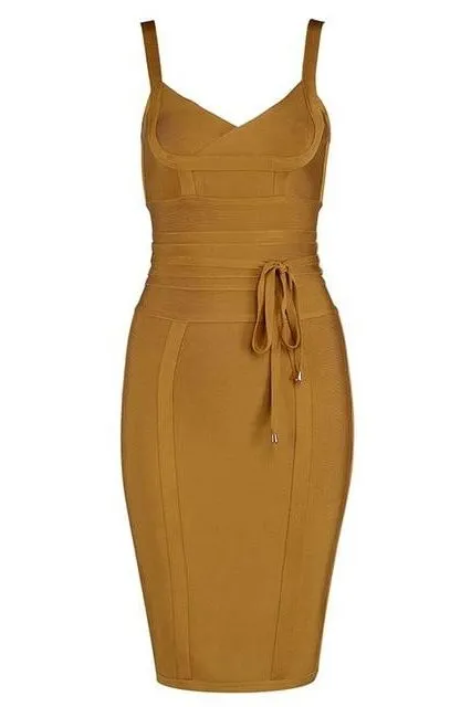 Bek Bandage Dress - Mustard Yellow