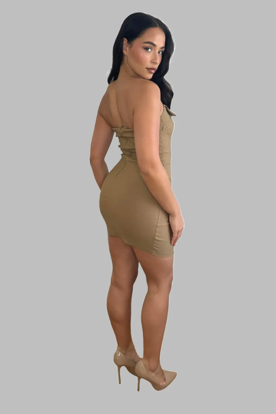 Belted Boobtube Cargo Mini Dress