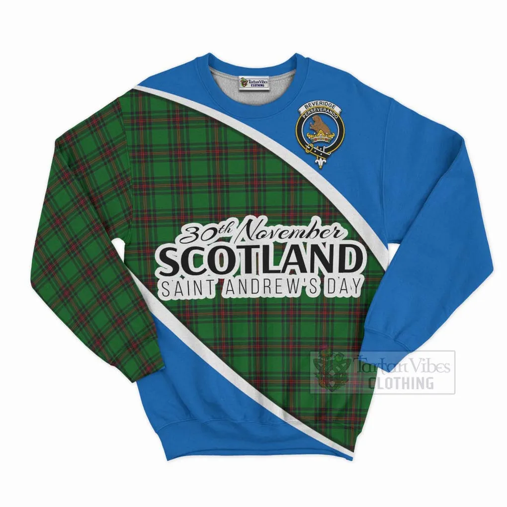 Beveridge Family Crest Tartan Sweatshirt Celebrate Saint Andrew's Day in Style