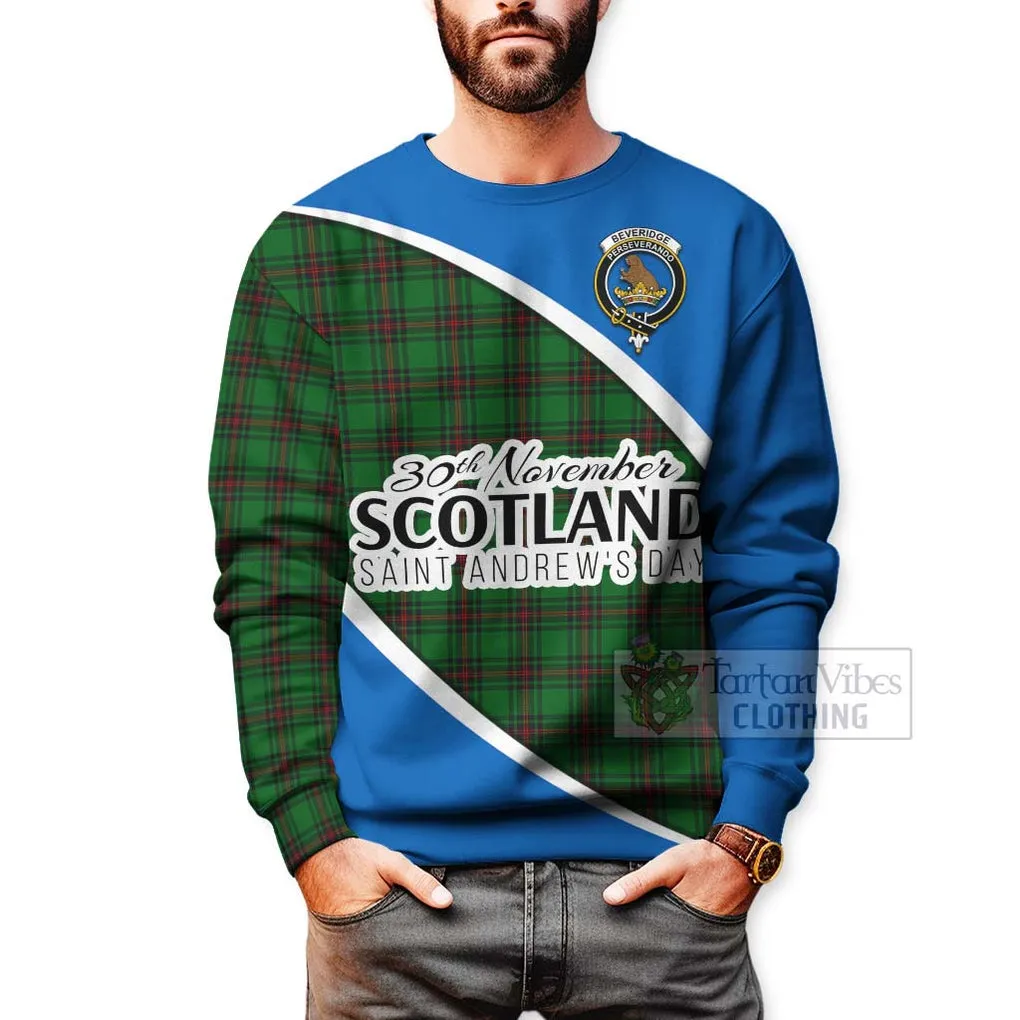 Beveridge Family Crest Tartan Sweatshirt Celebrate Saint Andrew's Day in Style