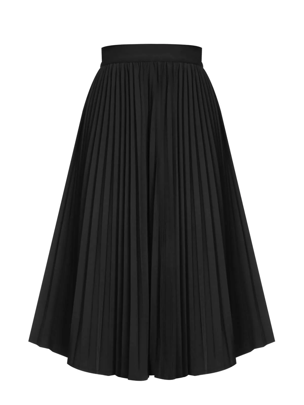 Black 1950s Elegant Pleated Skirt