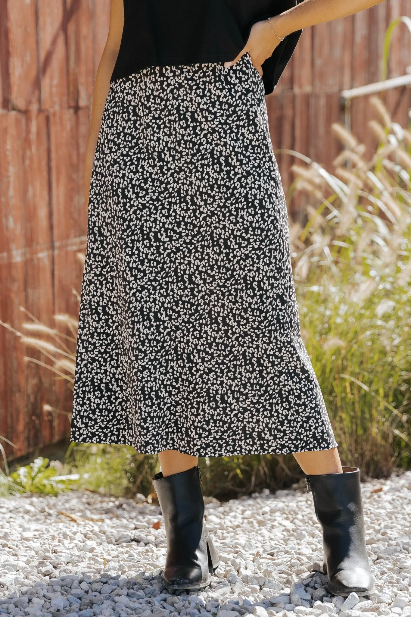 Black Leopard Print Midi Skirt - FINAL SALE