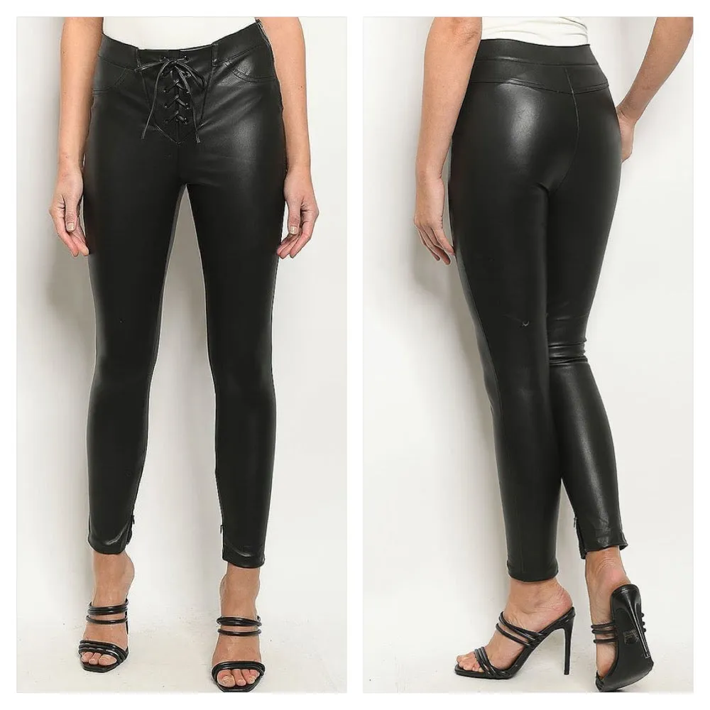 Black Vegan Leather Pants