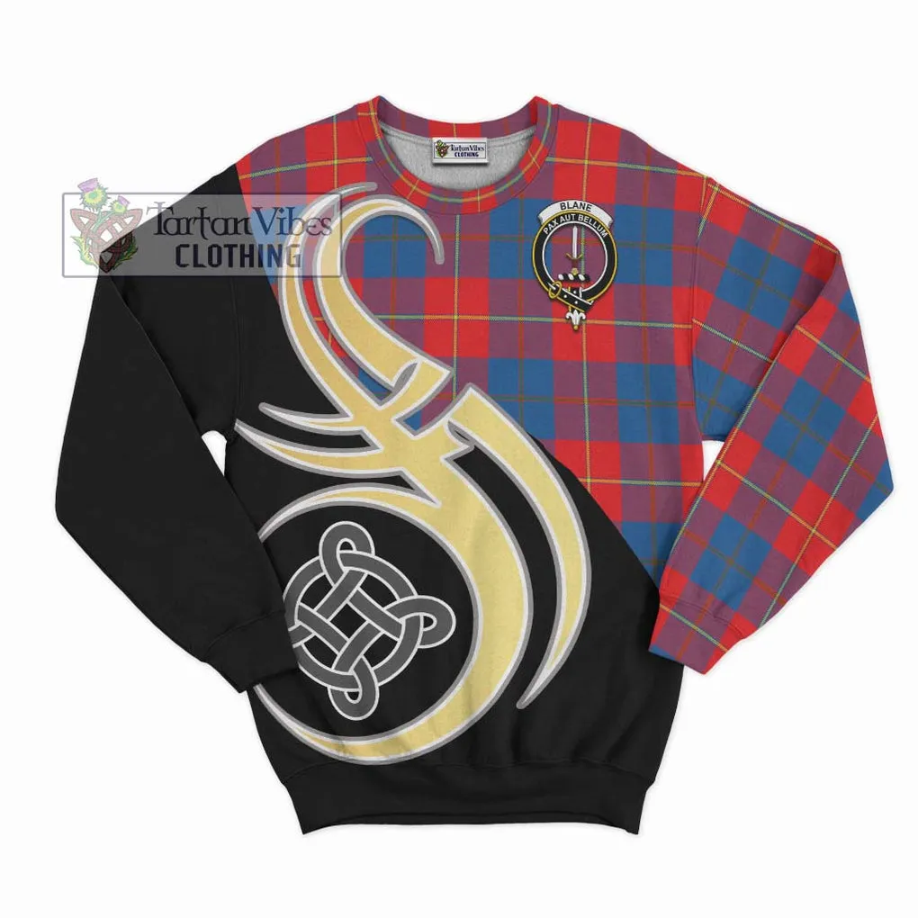 Blane Tartan Sweatshirt with Family Crest and Celtic Symbol Style