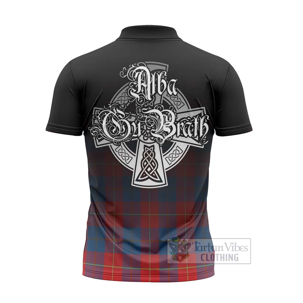 Blane Tartan Zipper Polo Shirt Featuring Alba Gu Brath Family Crest Celtic Inspired