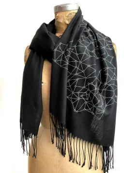 Blockchain Scarf, Distributed Network Visualization Linen-Weave Pashmina