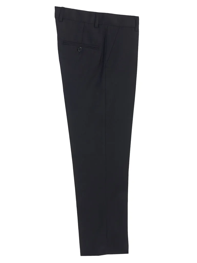 Boys Formal Flat Front Dress Pants With Adjustable Waist - Black