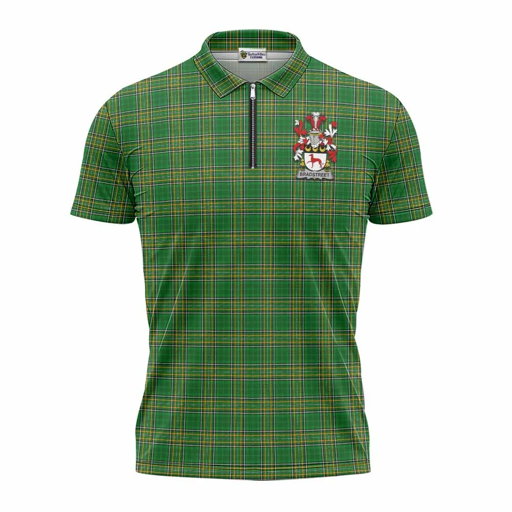 Bradstreet Irish Clan Tartan Zipper Polo Shirt with Coat of Arms