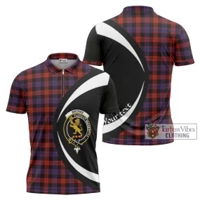 Brown (Broun) Tartan Zipper Polo Shirt with Family Crest Circle Style