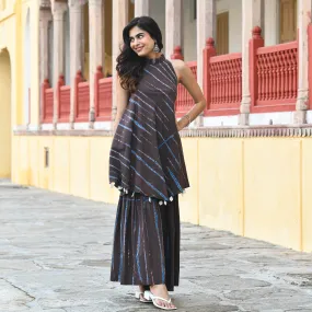 Bunaai Grey Blue Shibori Kurta Set