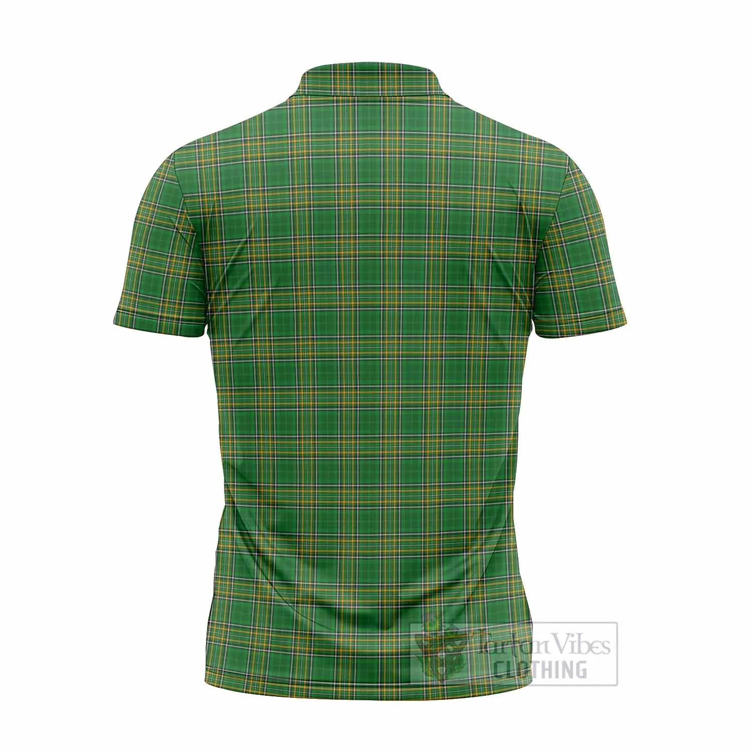 Burgh Irish Clan Tartan Zipper Polo Shirt with Coat of Arms