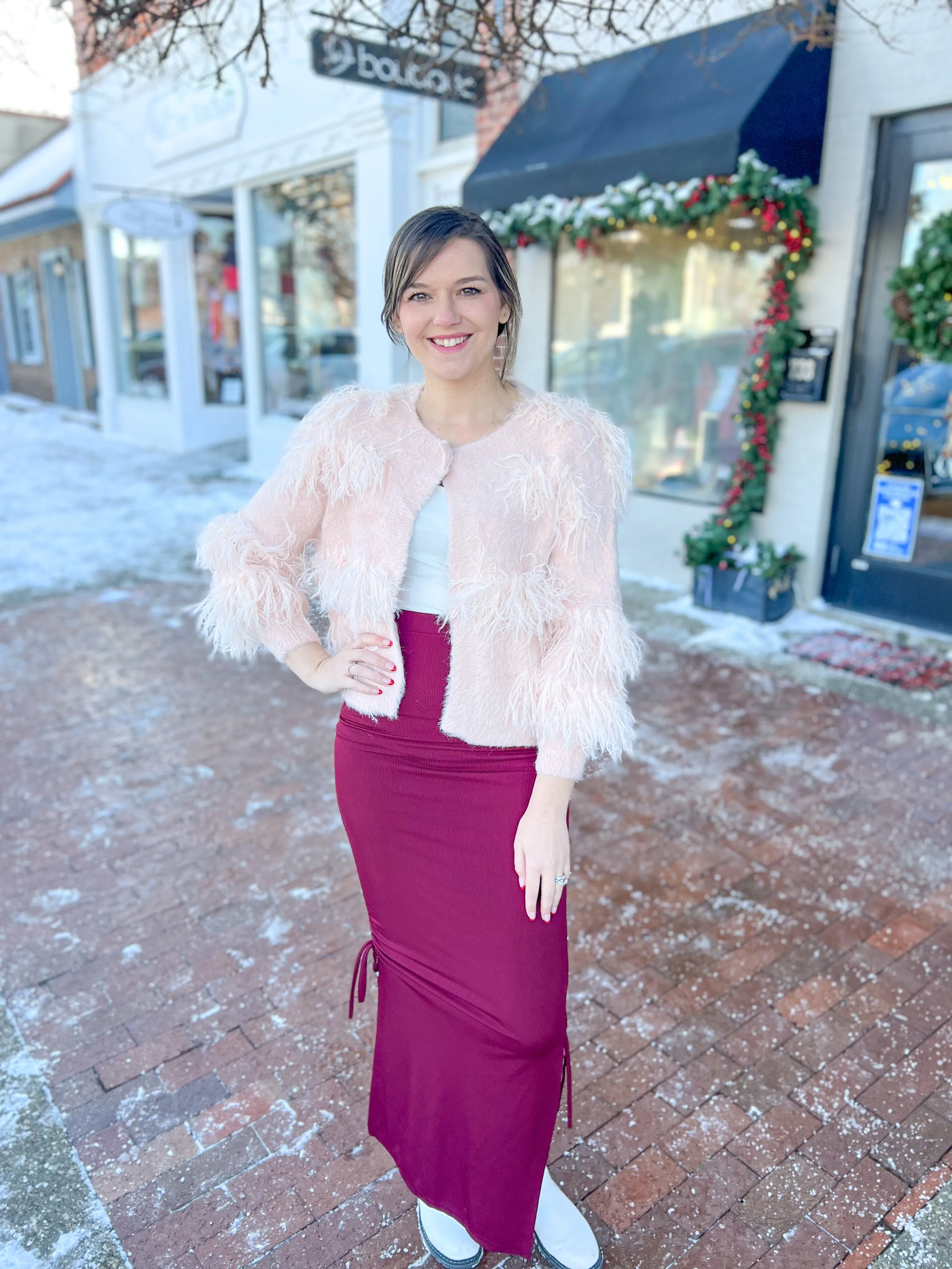 Burgundy Side Tie Skirt