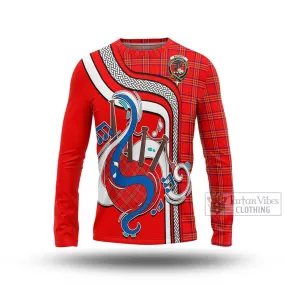 Burnett Modern Tartan Long Sleeve T-Shirt with Epic Bagpipe Style