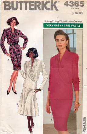 Butterick 4365 Womens Wrap Top & Skirts 1980s Vintage Sewing Pattern Size 8 - 12