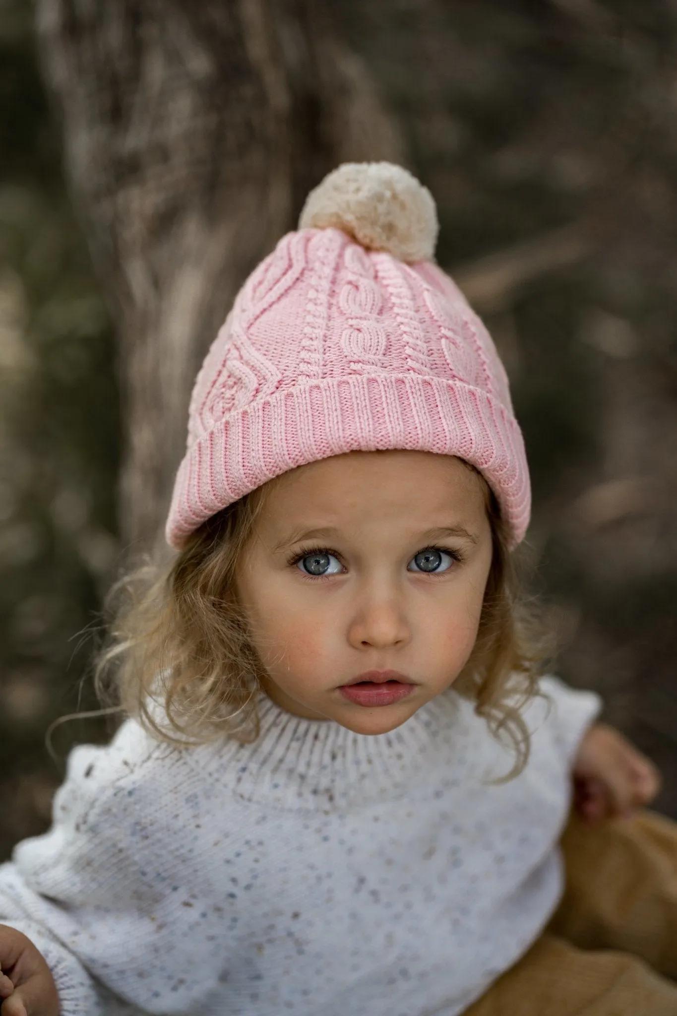 Cable Knit Beanie Pink