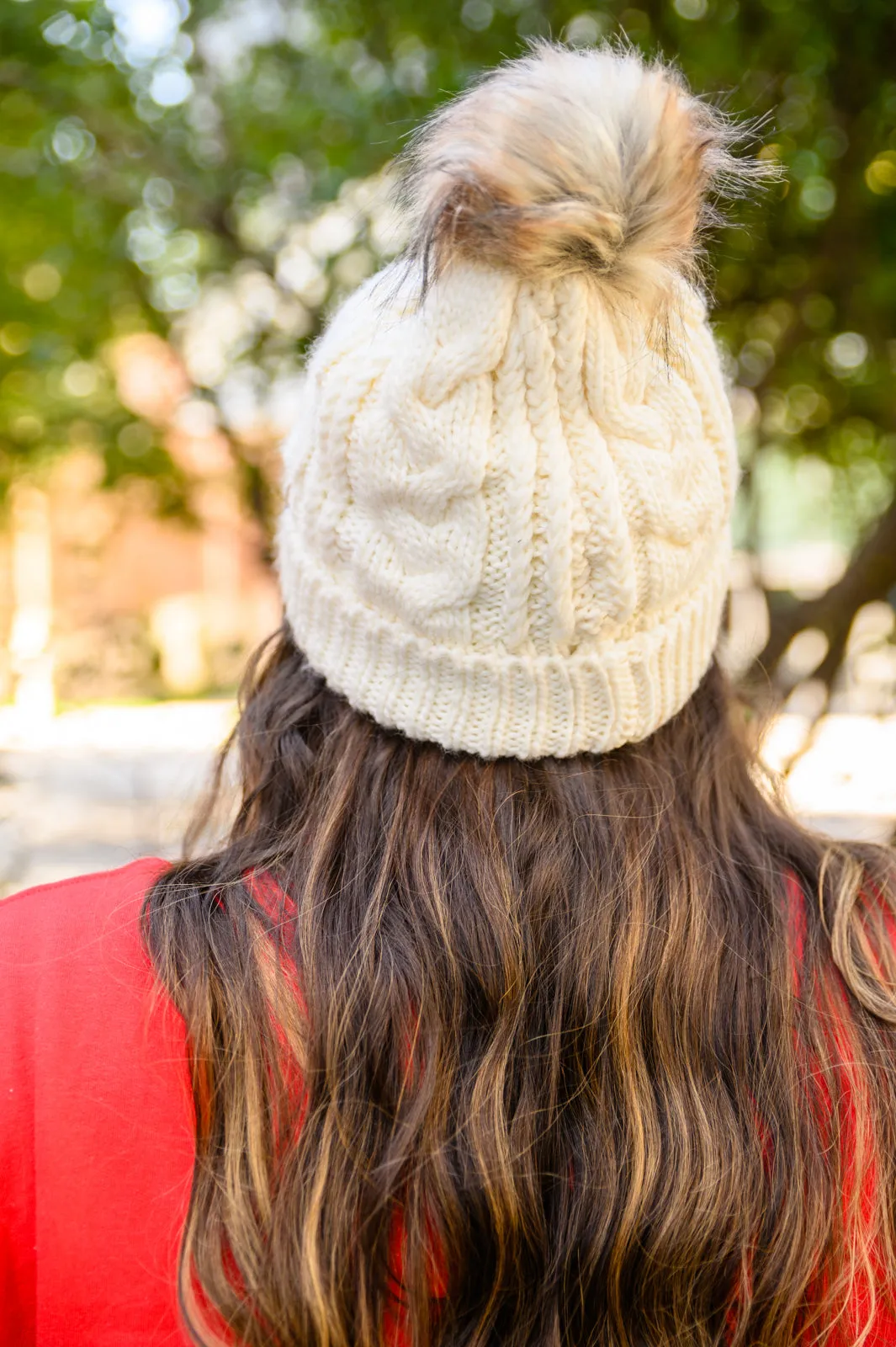 Cable Knit Cuffed Beanie In Ivory (Ships in 1-2 Weeks)